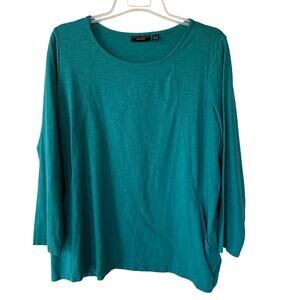 Susan Graver Weekend Size 1X Green pullover top with pockets size